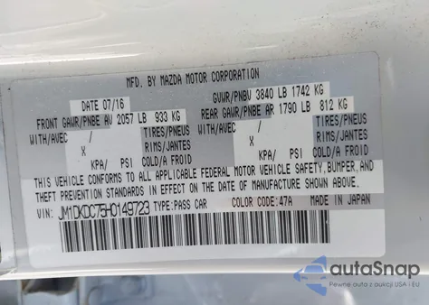 2017 Mazda Cx-3 Touring из США, поврежденный, VIN JM1DKDC75H0149723